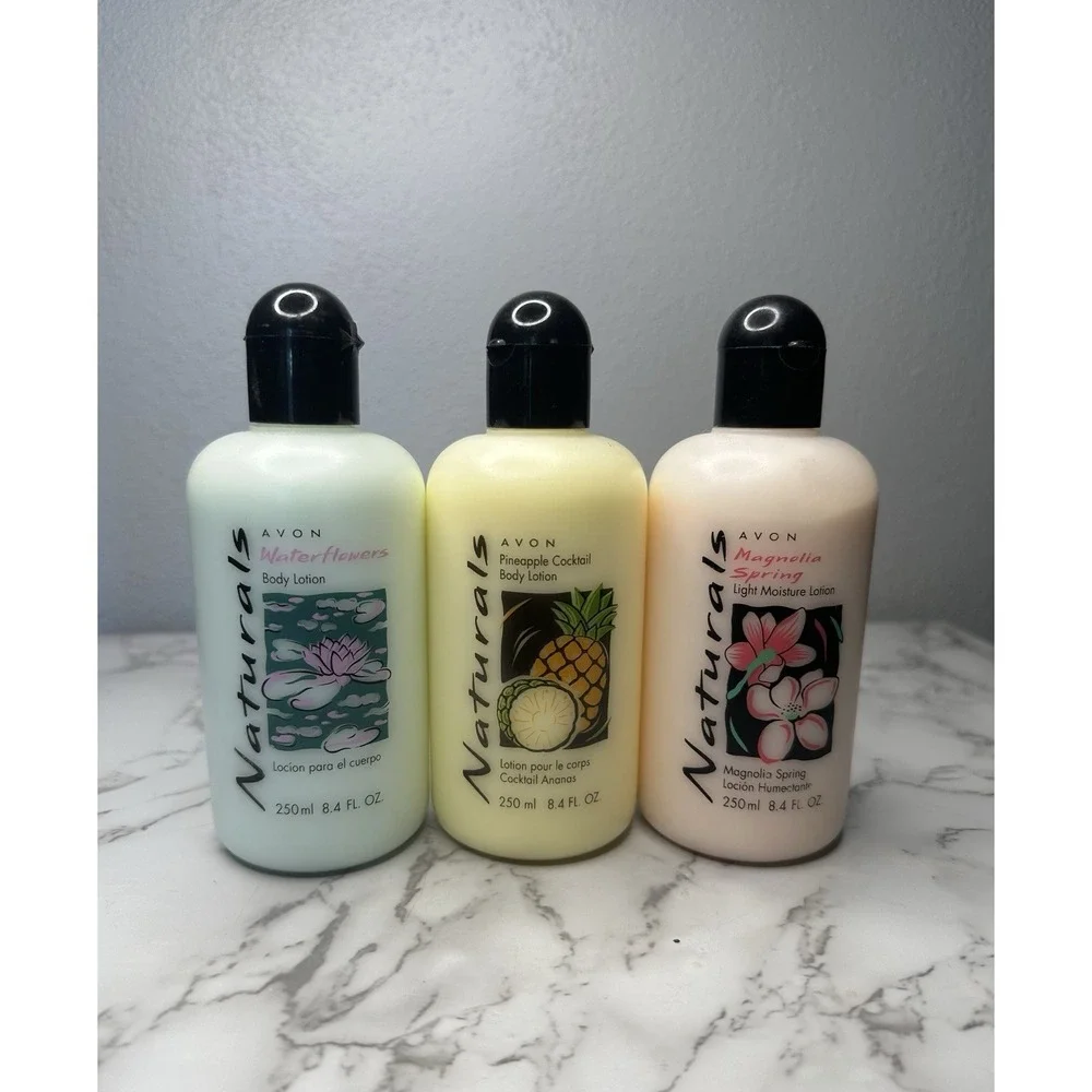3 Vintage Avon Naturals Waterflowers Pineapple‎ Magnolia Spring Body Lotion New